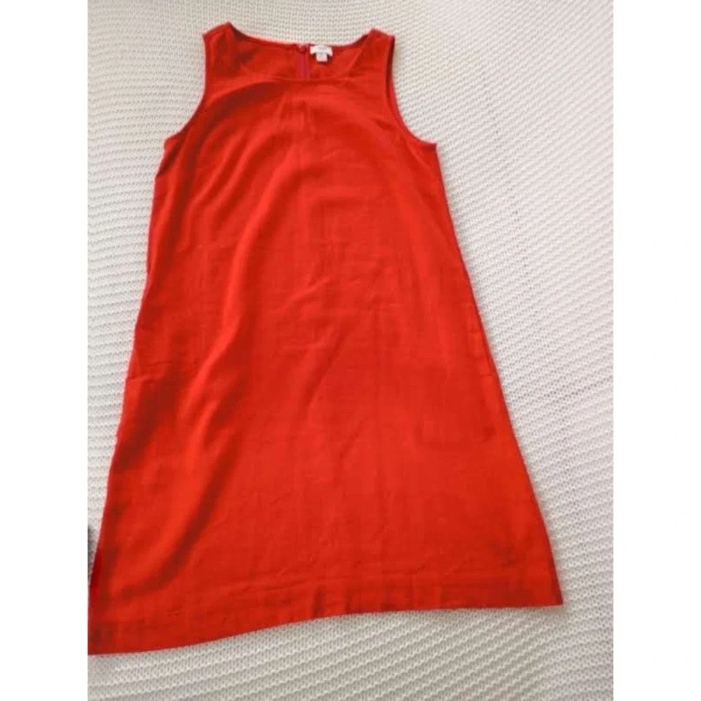J.CREW Red Linen Blnd Sleeveless Shift Dress Fits S NWOT Minimalist Classic $148